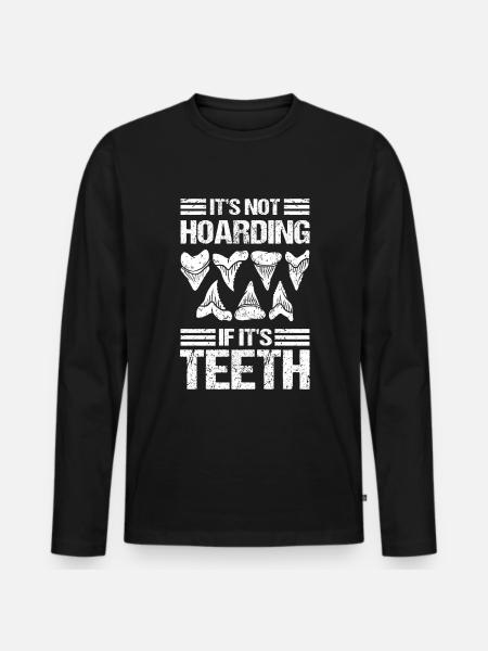 Haizahn Sammlung Haifischzähne - Männer Premium Bio Langarmshirt - Schwarz