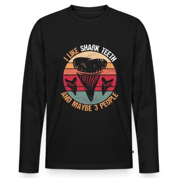 Shark Teeth Fossil Collector Shark Tooth - Men's Premium Organic Long Sleeve Shirt - black - Front - Nico (187cm)