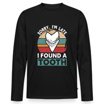 Fossil Shark Tooth Collector Shark Tooth - Men's Premium Organic Long Sleeve Shirt - black - Front - Nico (187cm)
