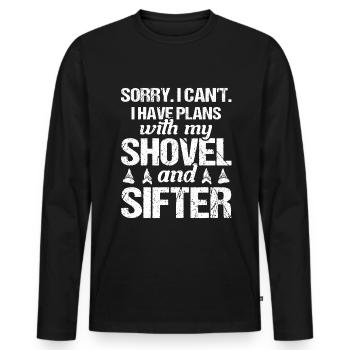 Shark Tooth Sieve Collecteur de dents de requin - T-shirt manches longues Premium bio Homme - noir - Devant - Nico (187cm)