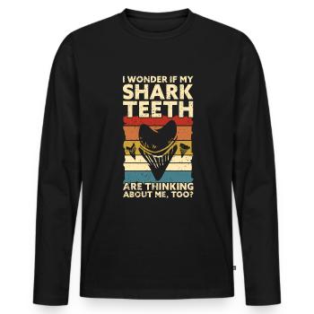 Shark Teeth Fossil Collector Shark Tooth - Men's Premium Organic Long Sleeve Shirt - black - Front - Nico (187cm)