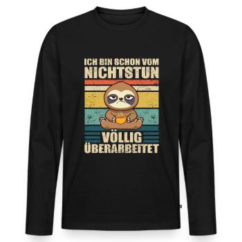 Humour de bureau de collègue de travail paresseux - T-shirt manches longues Premium bio Homme - noir - Devant - Nico (187cm)