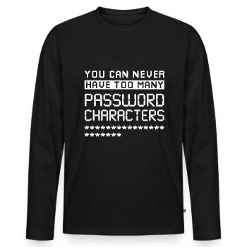 Caractères du mot de passe de cybersécurité - T-shirt manches longues Premium bio Homme - noir - Devant - Nico (187cm)