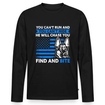 Police Berger Chien Policier - T-shirt manches longues Premium bio Homme - noir - Devant - Nico (187cm)