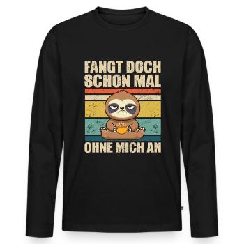 Faultier Arbeitskollege - Männer Premium Bio Langarmshirt - Schwarz - Vorne - Nico (187cm)