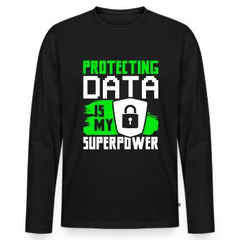 Cyber Security Datenschutz - Männer Premium Bio Langarmshirt - Schwarz - Vorne - Nico (187cm)