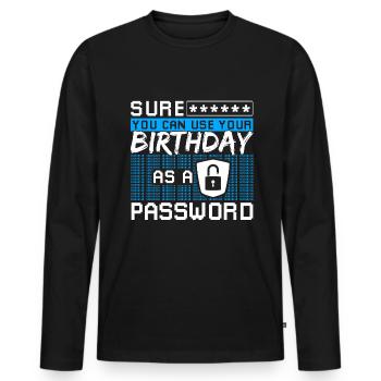Pirate de mot de passe de cybersécurité - T-shirt manches longues Premium bio Homme - noir - Devant - Nico (187cm)