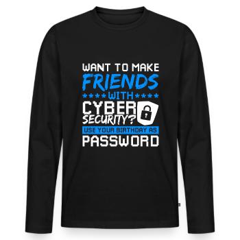 Cyber Security Passwort hacken - Männer Premium Bio Langarmshirt - Schwarz - Vorne - Nico (187cm)