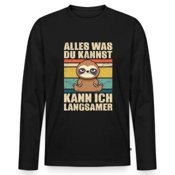 Faultier Ironie Büro Arbeitstier - Männer Premium Bio Langarmshirt - Schwarz - Vorne - Nico (187cm)