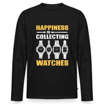 Montre Collector Montre Bracelet - T-shirt manches longues Premium bio Homme - noir - Devant - Nico (187cm)