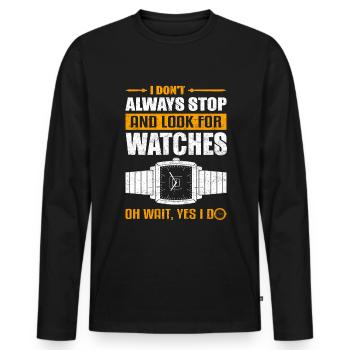 Wristwatch Watch Collector Watch Watch - Men's Premium Organic Long Sleeve Shirt - black - Front - Nico (187cm)
