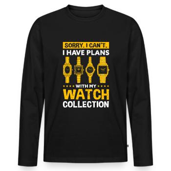 Montre Collector Montre Bracelet - T-shirt manches longues Premium bio Homme - noir - Devant - Nico (187cm)