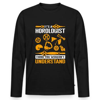 Uhrmacher Zeit Uhrwerk - Männer Premium Bio Langarmshirt - Schwarz - Vorne - Nico (187cm)
