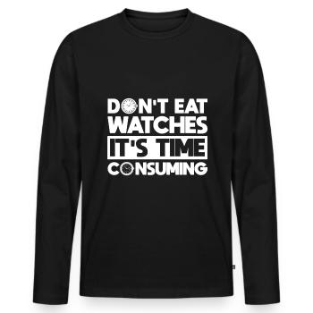 Watch Collector Witz Watch Collection Watch - Men's Premium Organic Long Sleeve Shirt - black - Front - Nico (187cm)