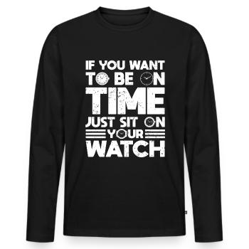 Watch Collector Lustig Watch Collection Time - T-shirt manches longues Premium bio Homme - noir - Devant - Nico (187cm)