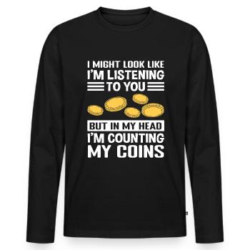 Numismatics coins count coin collectors - Men's Premium Organic Long Sleeve Shirt - black - Front - Nico (187cm)
