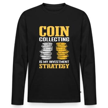 Numismatique Coins Coin Collector Investissement - T-shirt manches longues Premium bio Homme - noir - Devant - Nico (187cm)