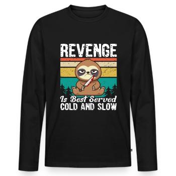 Rache Sarkasmus Faultier Ironie - Männer Premium Bio Langarmshirt - Schwarz - Vorne - Nico (187cm)