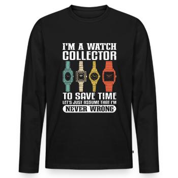 Montre Collector Wristwatch Time - T-shirt manches longues Premium bio Homme - noir - Devant - Nico (187cm)