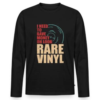 Schallplattem Sammler Retro Vinyl - Männer Premium Bio Langarmshirt - Schwarz - Vorne - Nico (187cm)