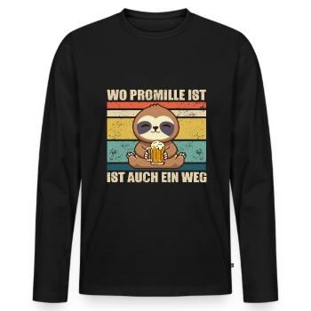 Promille Faultier Bier Saufen - Männer Premium Bio Langarmshirt - Schwarz - Vorne - Nico (187cm)