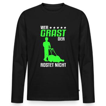 Galabau Landschaftsgärtner Gärtner Gras - Männer Premium Bio Langarmshirt - Schwarz - Vorne - Nico (187cm)