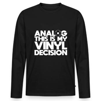 Disque analogique rétro vinyle - T-shirt manches longues Premium bio Homme - noir - Devant - Nico (187cm)