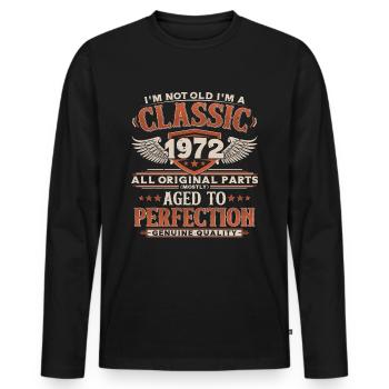 1972 Vintage Vintage Cadeau d’Anniversaire Rétro - T-shirt manches longues Premium bio Homme - noir - Devant - Nico (187cm)
