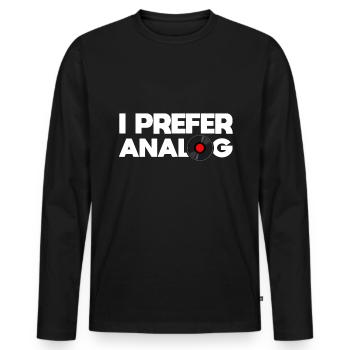 Enregistrer vinyle analogique - T-shirt manches longues Premium bio Homme - noir - Devant - Nico (187cm)