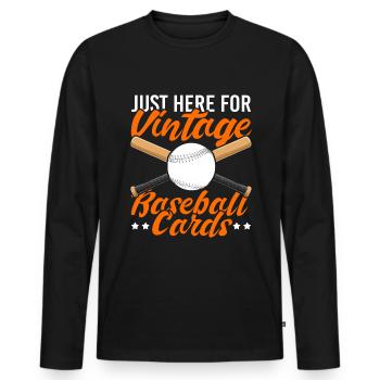 Vintage Baseball Cards Trading Cards - Men's Premium Organic Long Sleeve Shirt - black - Front - Nico (187cm)