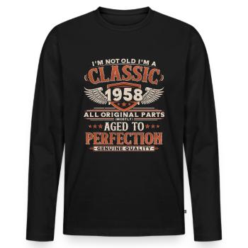 1958 Vintage Vintage Cadeau d’Anniversaire Rétro - T-shirt manches longues Premium bio Homme - noir - Devant - Nico (187cm)