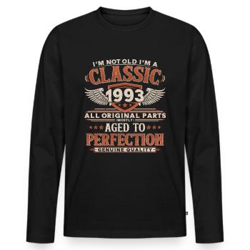 1993 Vintage Vintage Birthday Gift Retro - Men's Premium Organic Long Sleeve Shirt - black - Front - Nico (187cm)
