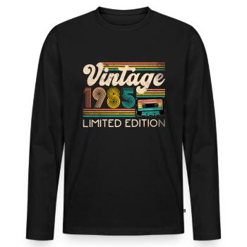 Vintage 1985 Original Parts - Männer Premium Bio Langarmshirt - Schwarz - Vorne - Nico (187cm)