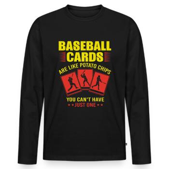 Baseball Karten Sammelkarten - Männer Premium Bio Langarmshirt - Schwarz - Vorne - Nico (187cm)