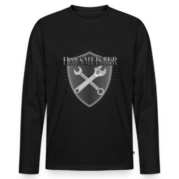 Hausmeister Hauswart und Facility Manager - Männer Premium Bio Langarmshirt - Schwarz - Vorne - Nico (187cm)