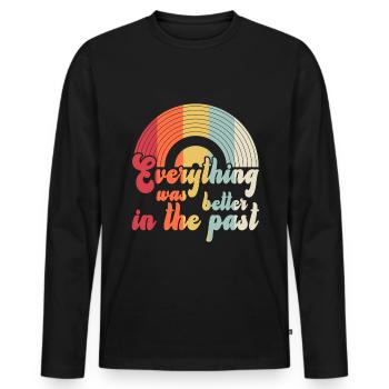 Disque rétro de collection de vinyle - T-shirt manches longues Premium bio Homme - noir - Devant - Nico (187cm)