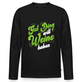 Winemaker Grape Harvest Winegrower Vineyard - Men's Premium Organic Long Sleeve Shirt - black - Front - Nico (187cm)