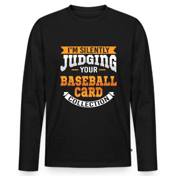 Trading Cards Baseball Cards Funny - Men's Premium Organic Long Sleeve Shirt - black - Front - Nico (187cm)