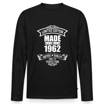 Made in 1962 Vintage Limited Edition 60 years - Men's Premium Organic Long Sleeve Shirt - black - Front - Nico (187cm)