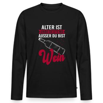 Winzer Alter Rotwein Weinbauer Wein - Männer Premium Bio Langarmshirt - Schwarz - Vorne - Nico (187cm)
