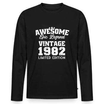 Vintage 1982 funny Birthday Quotes 40 Years 1982 - Men's Premium Organic Long Sleeve Shirt - black - Front - Nico (187cm)