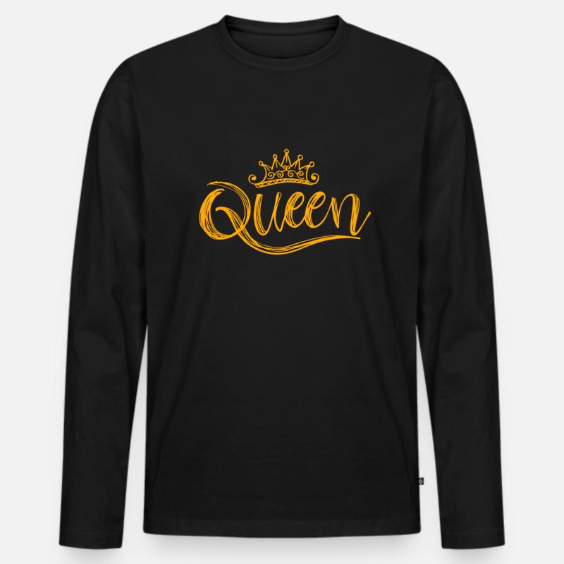 The Queen Crown - Männer Premium Bio Langarmshirt - Schwarz