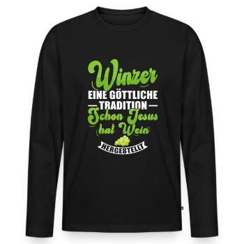 Winzer Tradition Weinberg Weinherstellung - Männer Premium Bio Langarmshirt - Schwarz - Vorne - Nico (187cm)
