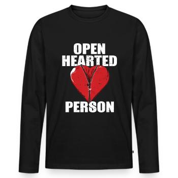 Herz OP Bypass Operation - Männer Premium Bio Langarmshirt - Schwarz - Vorne - Nico (187cm)