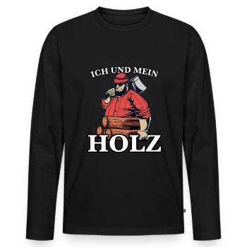 Lustiger Spruch Holz hacken für Holzfäller mit Axt - Männer Premium Bio Langarmshirt - Schwarz - Vorne - Nico (187cm)