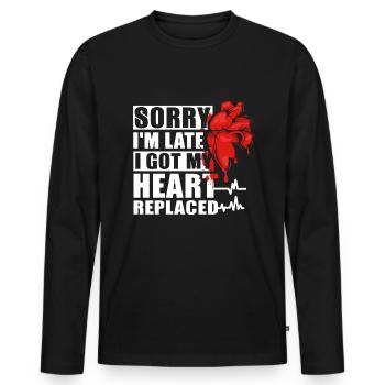 Heart Transplant Heart Surgery - Men's Premium Organic Long Sleeve Shirt - black - Front - Nico (187cm)