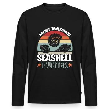 Best Shell Collector Collecting Shells - Men's Premium Organic Long Sleeve Shirt - black - Front - Nico (187cm)