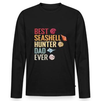 Best Shell Collector Papa Mussels - Men's Premium Organic Long Sleeve Shirt - black - Front - Nico (187cm)