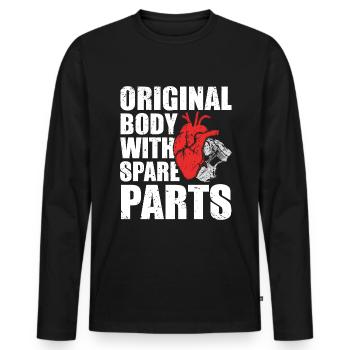 Herz OP Bypass Transplantation - Männer Premium Bio Langarmshirt - Schwarz - Vorne - Nico (187cm)