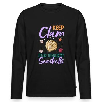 Shell collectors Collecting mussels - Men's Premium Organic Long Sleeve Shirt - black - Front - Nico (187cm)